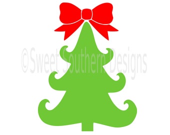 Christmas tree monogram with bow SVG instant download design for cricut or silhouette