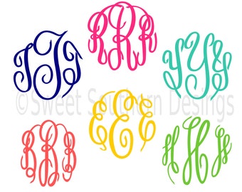 Master Circle Monogram Font Script Cursive font SVG DXF EPS instant download design for cricut or silhouette