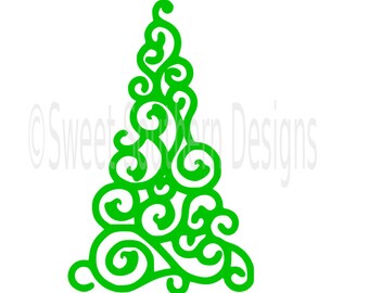 Christmas tree swirl monogram SVG instant download design for cricut or silhouette