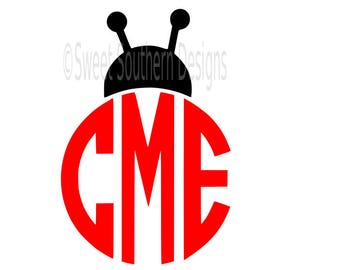 Ladybug monogram frame SVG DXF instant download design for cricut or silhouette