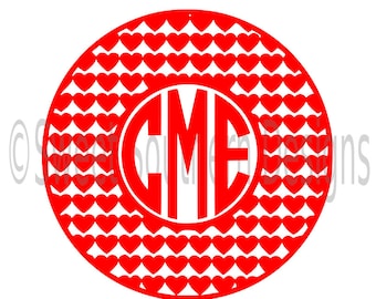 Heart circle monogram frame Valentines day SVG DXF instant download design for circuit or silhouette