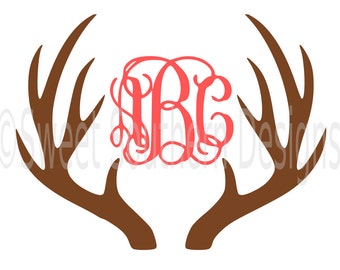 Deer antler monogram SVG instant download design for cricut or silhouette