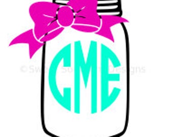 mason jar bow svg etsy