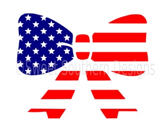 Monogram bow with stars flag fourth of July Memorial day SVG instant download design for cricut or silhouette