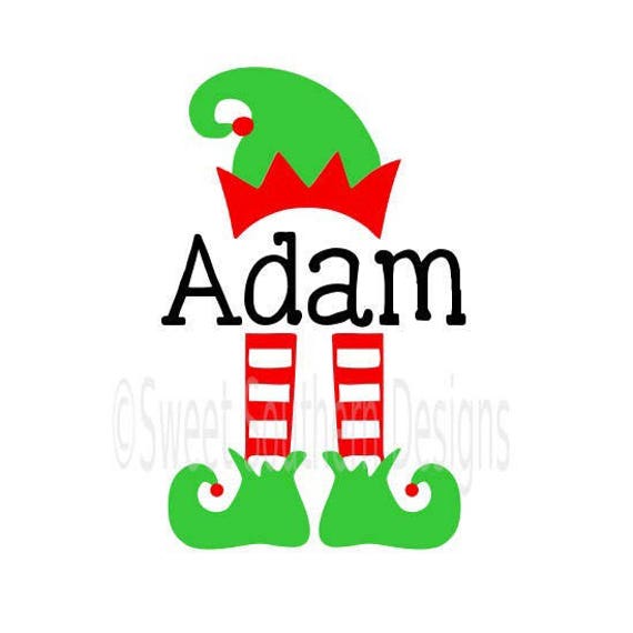 Elf hat and feet Christmas monogram SVG instant download | Etsy