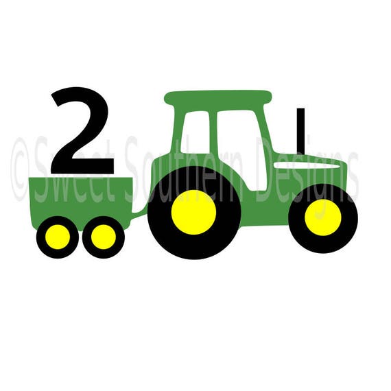 Tractor with wagon 2nd birthday layered design DXF SVG instant