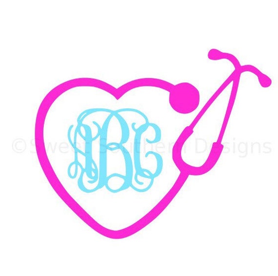 Download Monogram nurse heart stethoscope SVG instant download ...