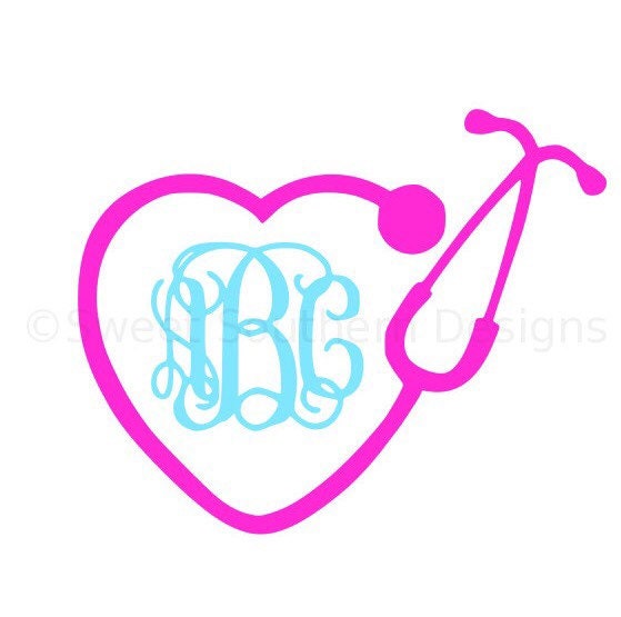 Download Monogram nurse heart stethoscope SVG instant download ...