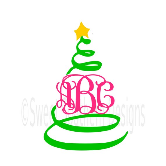 Download Swirly Christmas tree monogram SVG instant download design ...