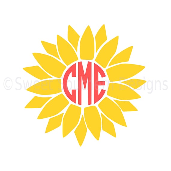 Download Sunflower monogram SVG PDF DXF instant download design for