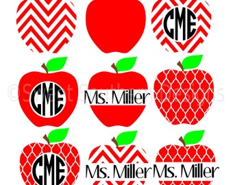 Apple pattern split monogram SVG instant download design for cricut or silhouette