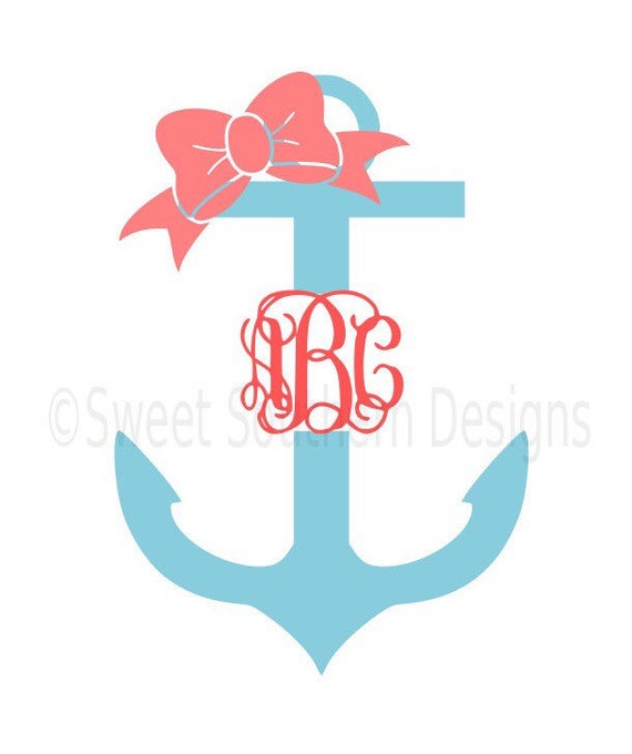 Download Monogram split anchor with bow SVG instant download design ...