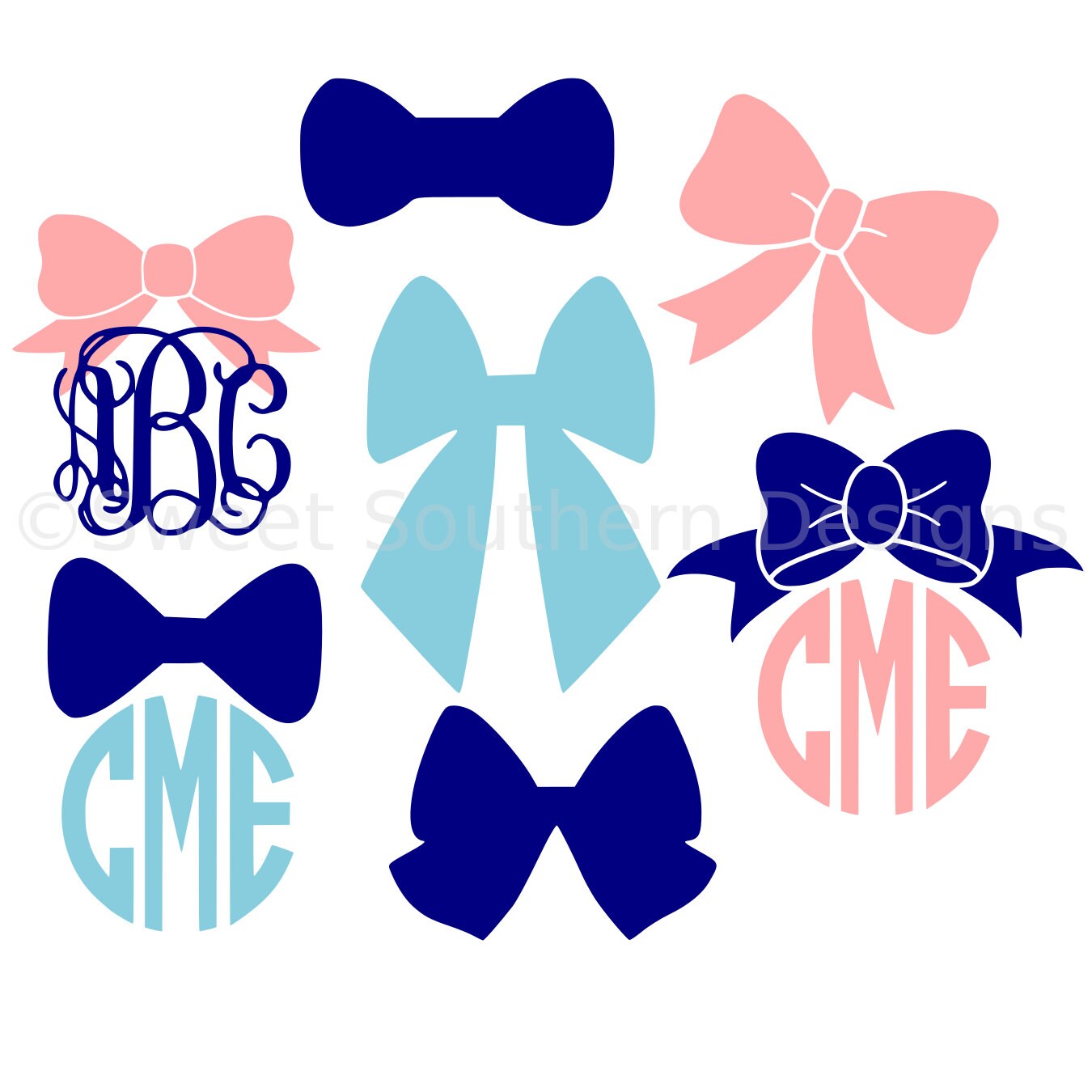 Download Bow ribbon monogram SVG instant download design for cricut or | Etsy