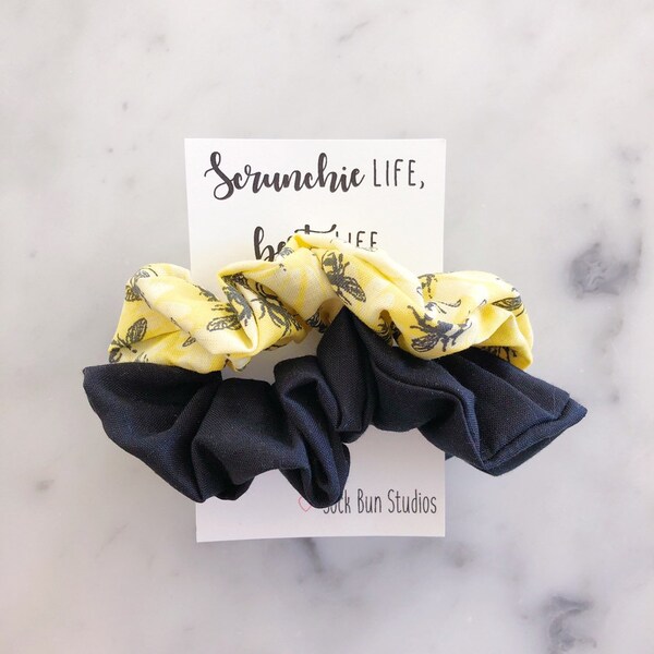 WEEKLY SPECIAL Bumblebee Scrunchie Duo - Scrunchies - Scrunchie Pack - Sale Scrunchies - 90s Fashion - Daisy - Bridgerton - Bees - Honey