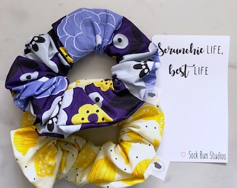 WEEKLY DUO Violet Lemonade Floral Scrunchie Duo - Scrunchies - Scrunchie Pack - Sale Scrunchies - 90s Fashion - Flower and Garden - EPCOT
