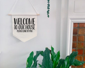 Welcome Sign - Please Leave - David Rose - Wall Banner - Home Decor - Minimalist Decor - Antisocial - Christmas Gifts