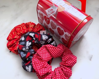 Valentine's Mailbox Tin Scrunchie Pack - Valentine's Day - Galentines - Scrunchie Packs - 90s Fashion - Hearts - Easy Gift Giving - Scrunchy
