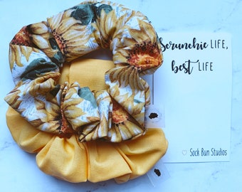 WEEKLY DUO Ukraine Donation Sunflower Scrunchie Duo - Scrunchies - Scrunchie Pack - Sale Scrunchies - 90s Fashion - Feminist - Ukraine