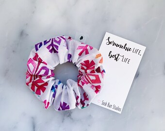 Neon Watercolor Snowflake Christmas Scrunchie - Scrunchies - Gifts For Her - Christmas - Winter - Scrunchie Pack- Snow