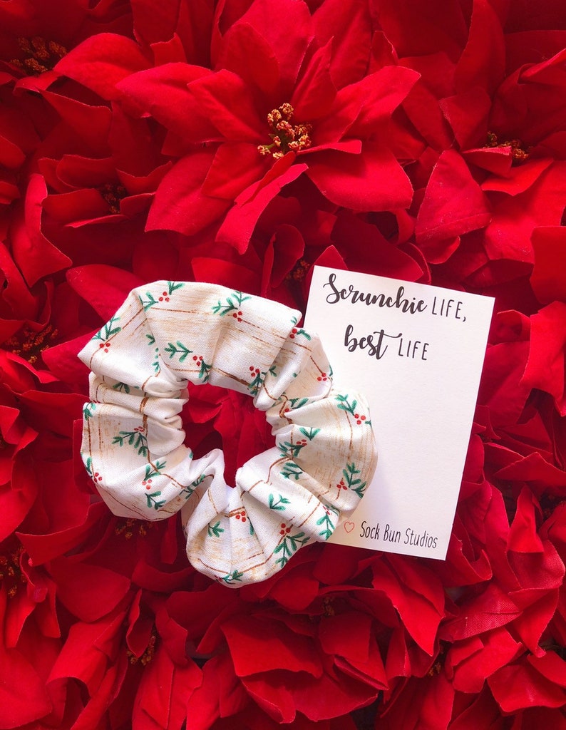 Christmas Tree Holly Scrunchie Scrunchies Gifts For Her Etsy