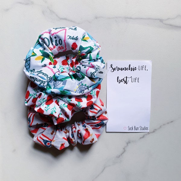 Heart Of It All Ohio Scrunchie Pack - Scrunchies - 90s Fashion - Scarlet and Gray - OSU - Buckeyes