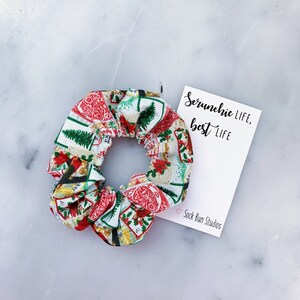 Vintage Sellos de Navidad Scrunchie- Scrunchie Pack - Scrunchies - Santa carta - Sellos - Sellos - Sellos Simpatícados - Top Knot - Moda de los 90