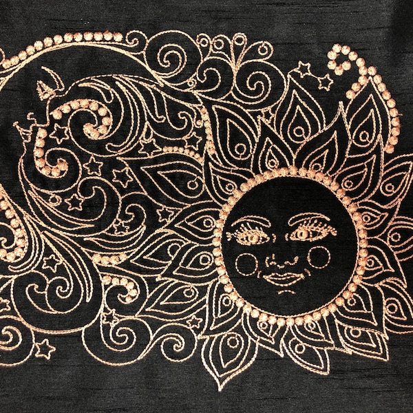 Mandala Sun Moon Stars Design - Instant Download design - Machine Embroidery Design - Mandala Design - Single Color Design - 3 sizes