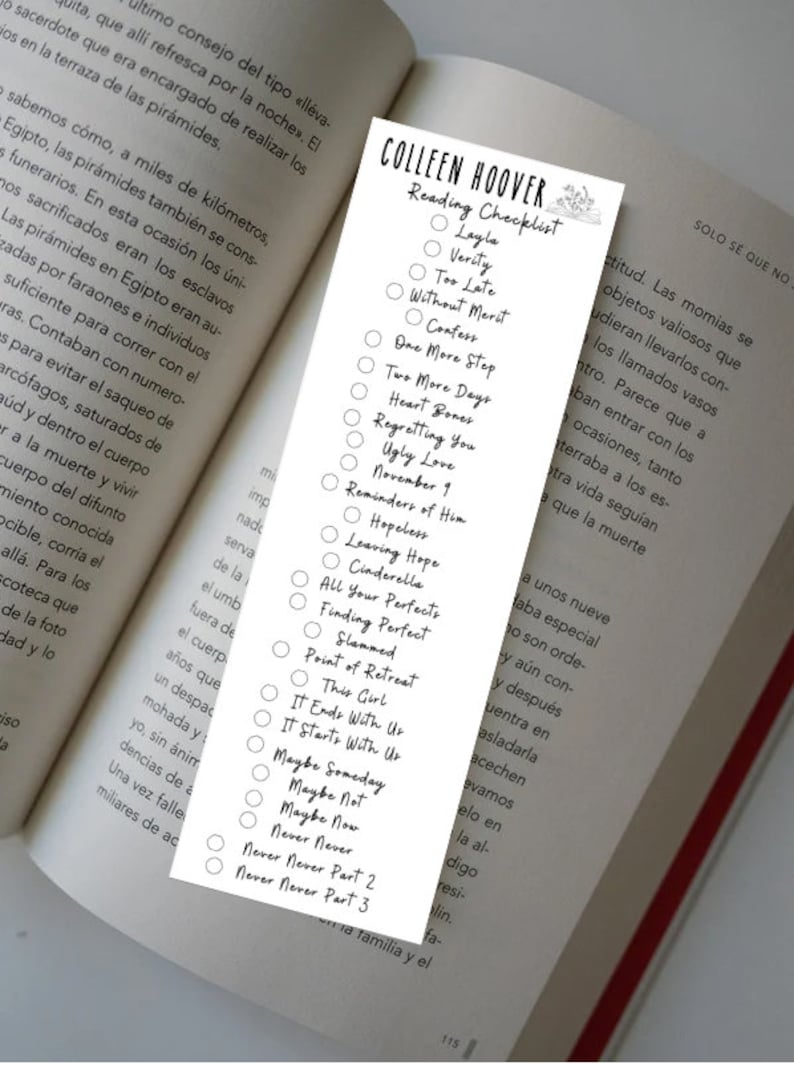 Colleen Hoover Bookmark | Colleen Hoover Reading Checklist | COHO ...