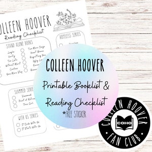 Colleen Hoover Reading Checklist | Printable Reading List | Book Tracker | Book List