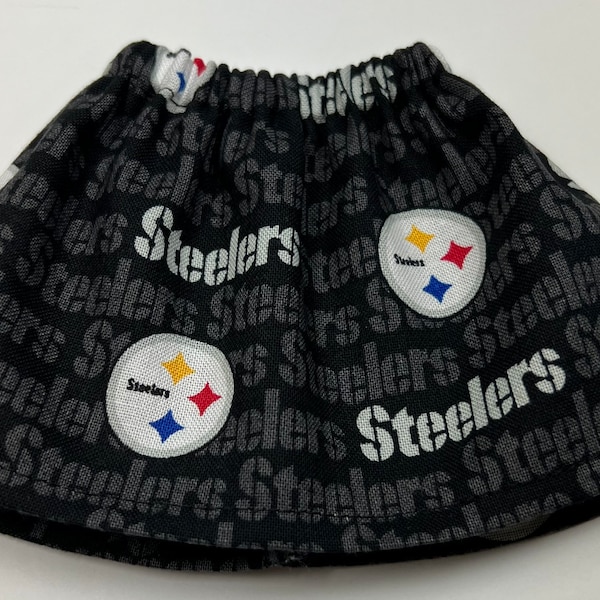 Mini Print Pittsburg Steelers Skirt - Christmas Elf Girl Doll - Pennsylvania Football Team Game Day - Sports Theme - Kids Gift Under 10