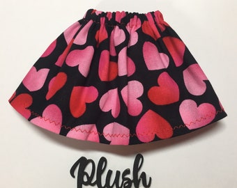 19" Plush Pal Soft Doll - Black Ombre Red Pink Hearts Skirt- Fits Christmas Elf - Valentine's Day Outfit - Surprise Gift - Love - Birthday