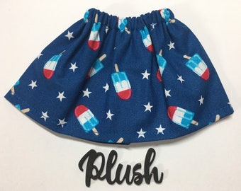 19" Soft Plush Doll Christmas Elf Skirt - USA Freezer Popsicles - Holiday Doll Clothes - July 4th - Patriotic Treats