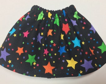 Black Skirt with Neon Stars - Fits Christmas Elf Doll - Birthday Surprise Great Kids Gift