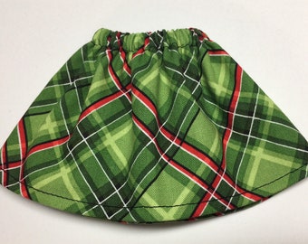 Christmas Elf Doll Skirt- Winter Plaid Red and Green - Holiday Elves Fashion Wear