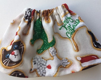 Christmas Elf Skirt - Happy Howlidays Xmas Sugar Cookie Animals - Decorated Dogs and Cats -Holiday Clothes - Baking Cookies Kitchen Elves