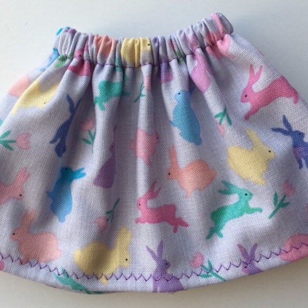 Purple with Pastel Bunny Rabbits Easter Skirt - Fits Christmas Elves - Spring Fashion - Girl Doll Clothes