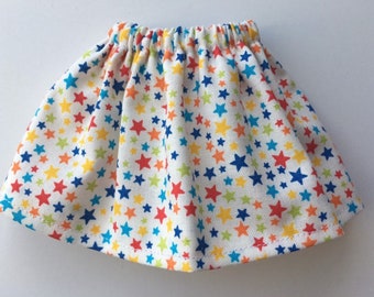 White Skirt with Colorful Tiny Stars - Fits Christmas Elf Doll - Birthday Surprise Great Kids Gift