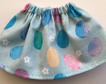 Easter Eggs & White Flowers Doll Skirt - Fits Christmas Elf - Spring Fashion - Girl Elves Doll Clothes