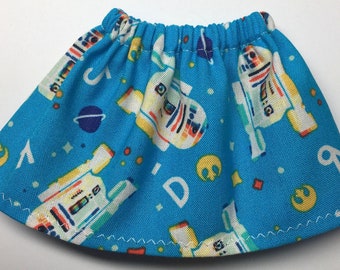 Blue R2D2 Robot Skirt - Fits Christmas Elf Doll - Blue Cotton Fabric - Stylish Elves Holiday Gift Idea