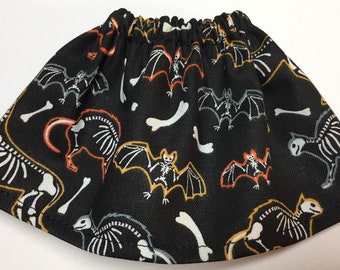 Christmas Elf Skirt - Black Halloween Skeleton Dogs Cats Bats Bones - Elves Holiday Clothing - Kids Gift Under 10 - Girl Doll Clothes