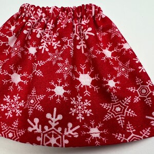 Red With White Snowflakes All Over Skirt Fits Christmas Elf Doll Clothes for Elves Winter Fashion Outfit image 3