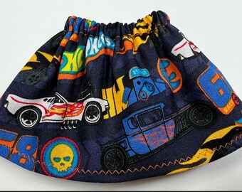 Falda de coche de carreras Hotwheels azul - Se adapta a la muñeca elfo de Navidad - Ropa para elfos navideños - Traje de moda de diciembre - Idea deportiva