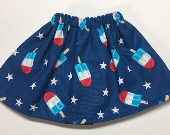 USA Popsicles Christmas Elf Skirt - Red White & Blue Freezer Treats - July 4th Celebration - Patriotic - Love USA - Girl Doll