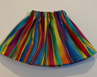 Wavy Rainbow Stripes - Pride - Skirt fits Christmas Elf Doll  - Elves Celebration Outfit for Colorful Fun Elves