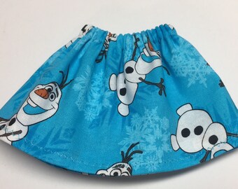 Christmas Elf Skirt - Frozen Olaf Snowman- Girl Doll Clothes - Winter Outfit Surprise