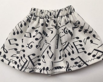 White with Music Notes Caroling Skirt - Fits Christmas Elf Doll - Winter Elves Girl Clothes - Caroling Outfit Xmas Songs