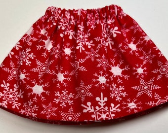 Red With White Snowflakes All Over Skirt - Fits Christmas Elf Doll - Clothes for Elves - Winter Fashion Outfit
