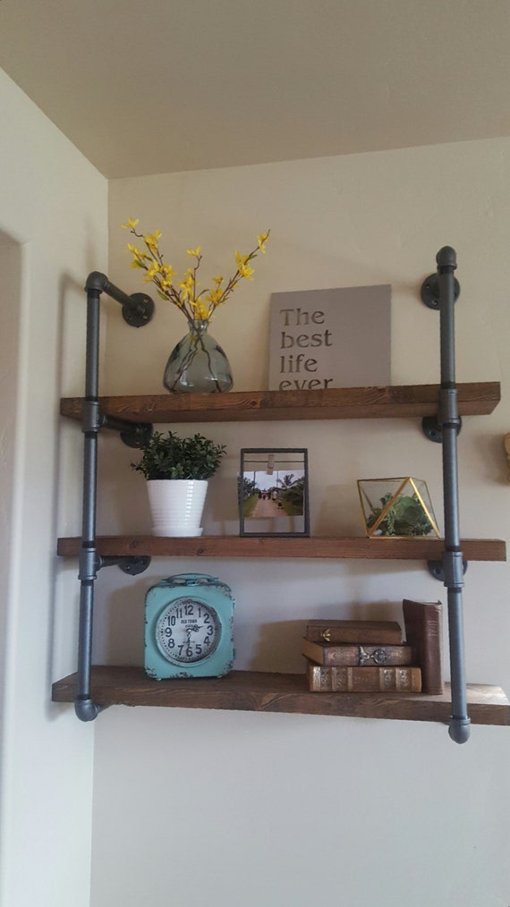 Pipe Shelving With Solid Wood Plank Shelves 36 Wide Image 0