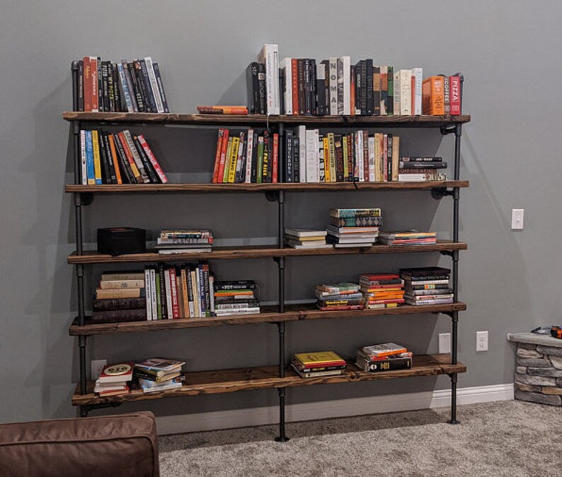 Large Pipe shelving unit Bookcase Wall Shelving Etsy