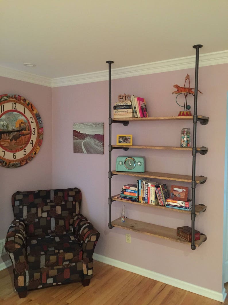 Ceiling Attached Pipe Shelving / Pipe Bookcase/ Open Shelving Etsy